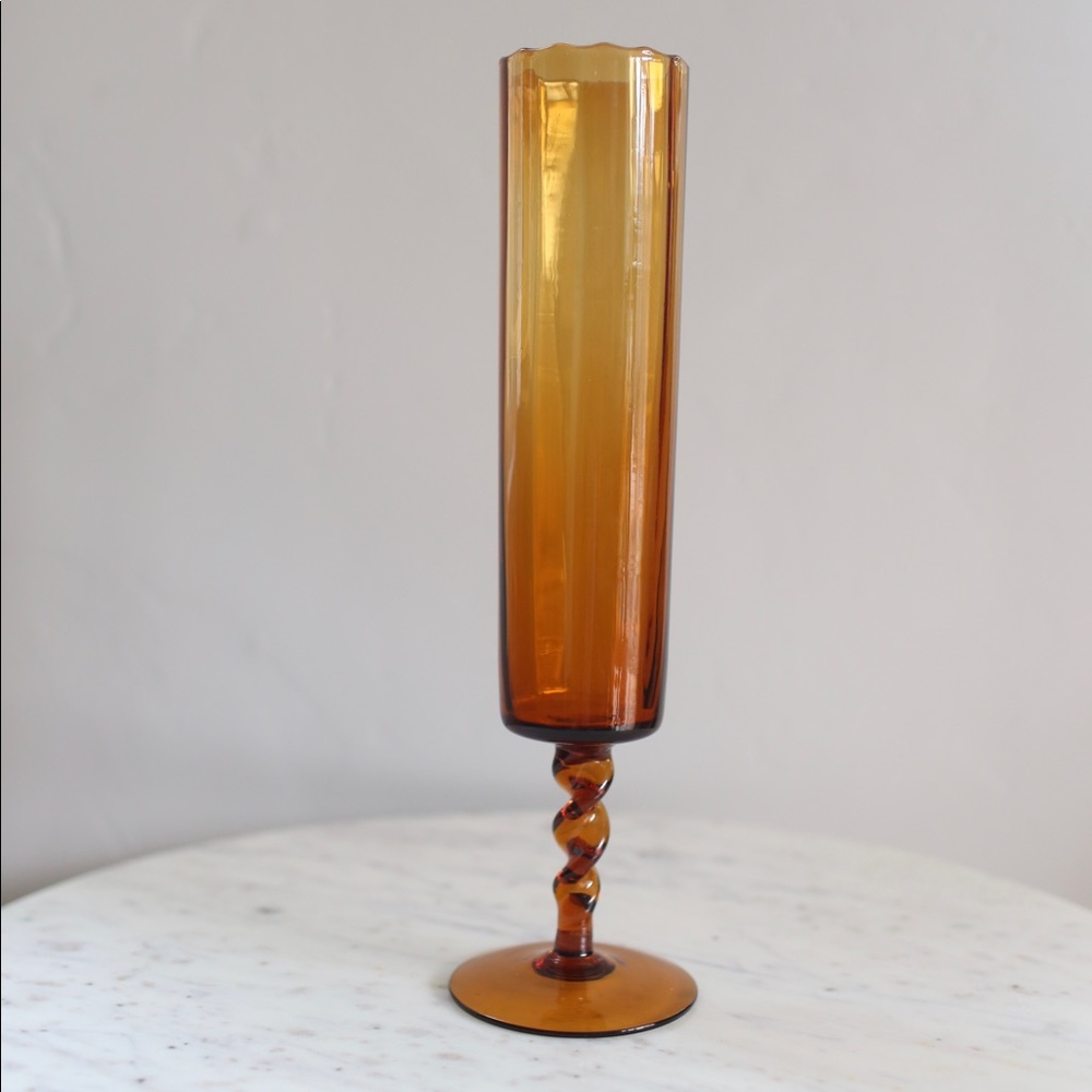 Amber retro glass vase